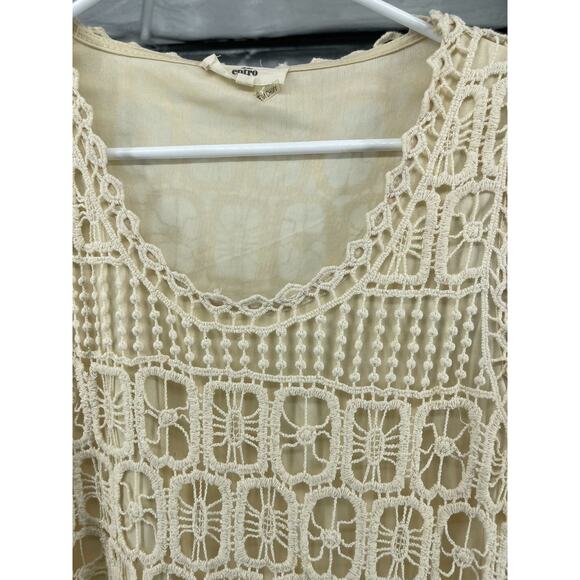 Entro Cream Crochet Lace Sleeveless Tank Top Women's Size Small/Medium - Picture 3 of 5